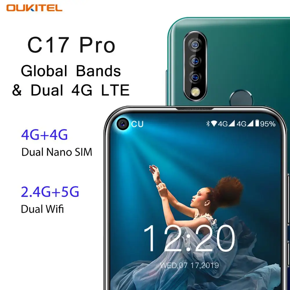 OUKITEL C17 Pro смартфон с 6 35 дюймовым дисплеем процессором MTK6763 ОЗУ 4 Гб ПЗУ 64 ГБ 2 0