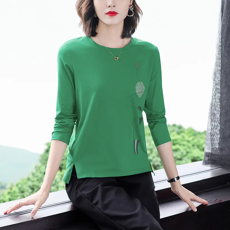 

T-shirt women 2021 spring and autumn new fashion casual temperament hooded long-sleeved round neck loose women's T-shirt one