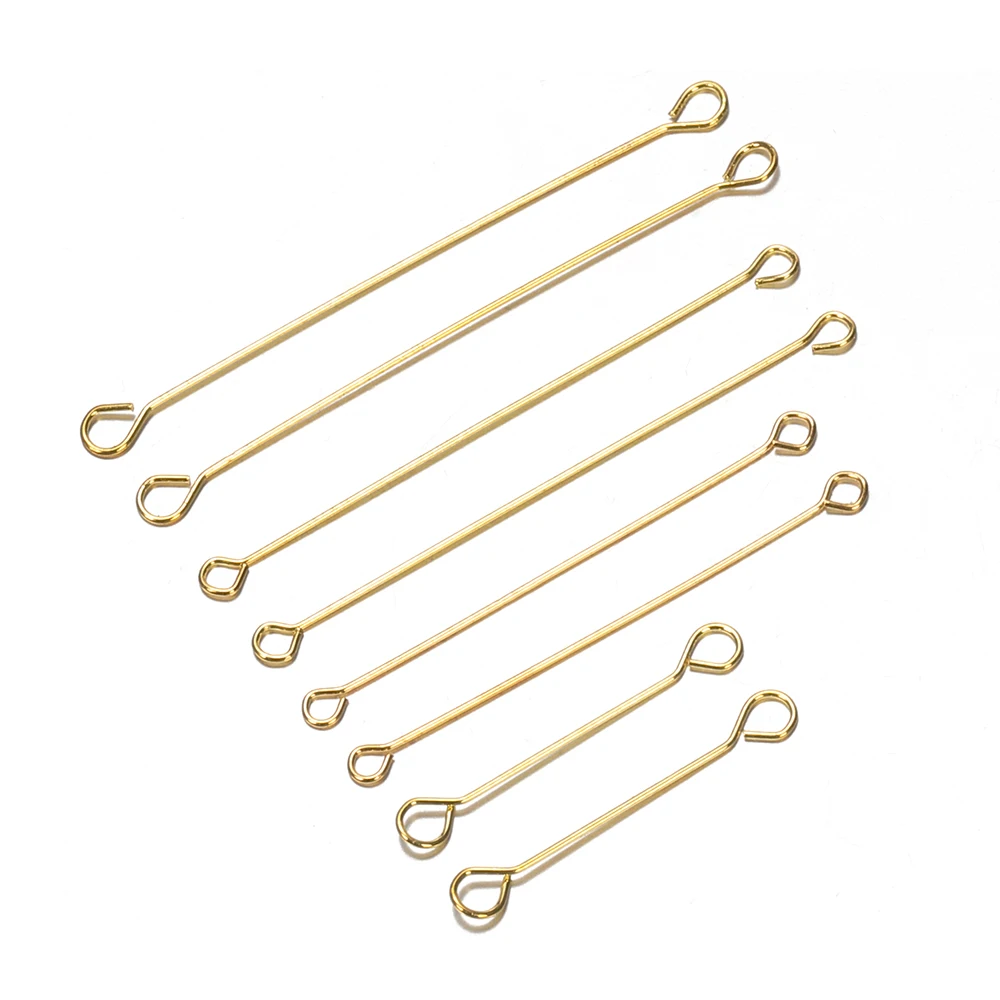 

50pcs 20 25 30 40mm Stainless Steel Double Eye Pin Earrings Charm Connector Rod Pins For DIY Jewelry Making Findings Supplies