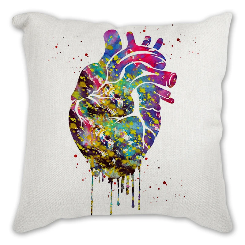 

Watercolor heart pattern Decorative Cushion Cover Pillow Pillowcase Polyester 45*45 Throw Pillow Home Decor Car sofa Pillowcover