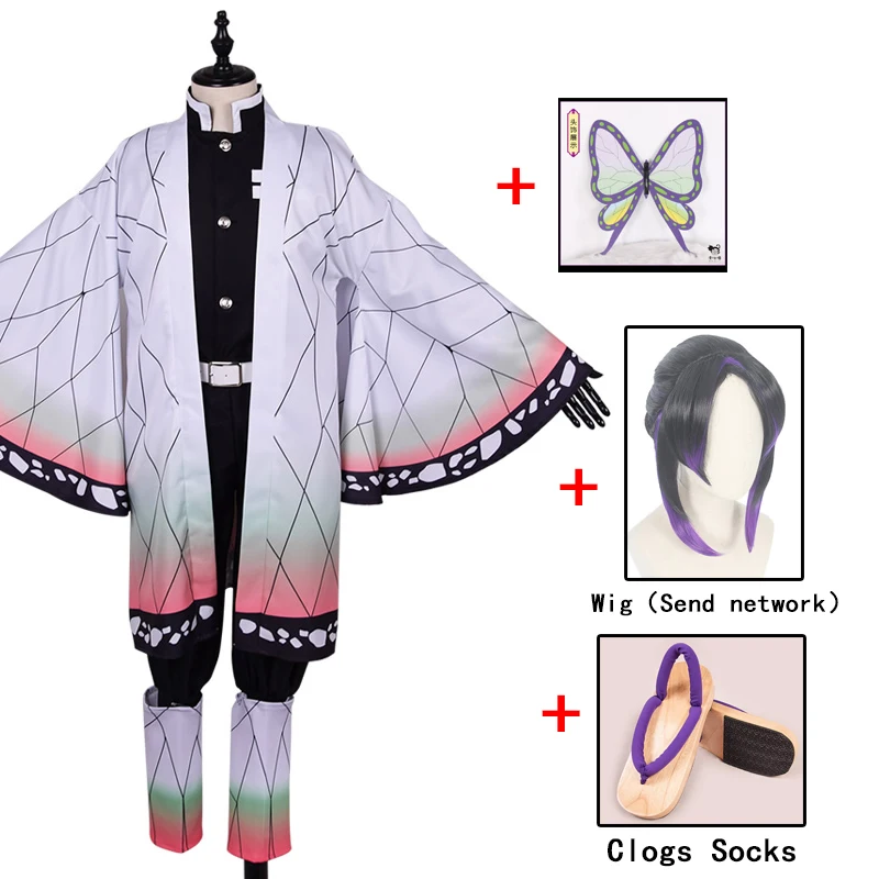 

Anime Demon Slayer: Kimetsu no Yaiba Kochou Shinobui Cosplay Costume Wig Clogs Halloween Costume Anime Cosplay Women plus size