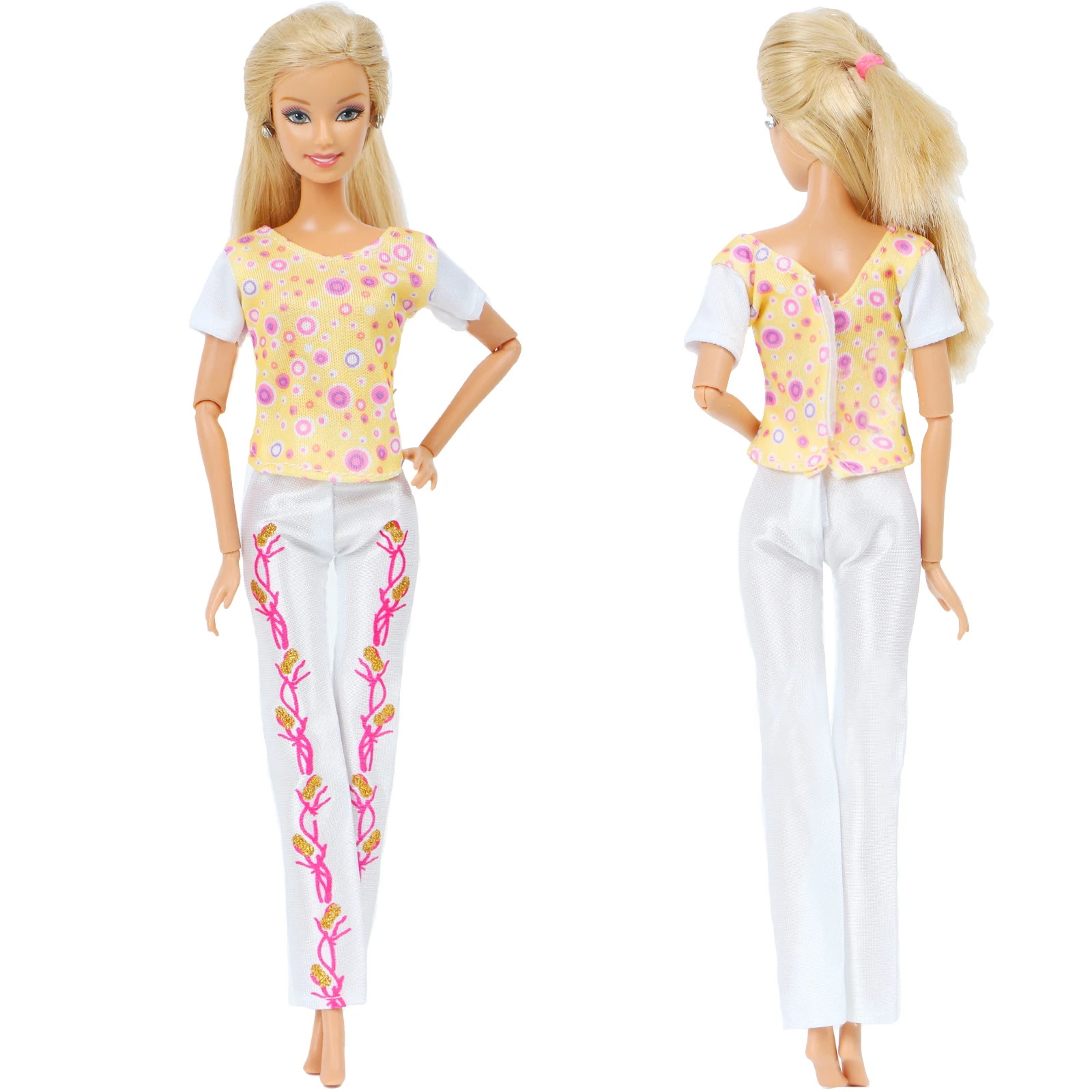 Модный кукольный наряд для куклы Барби одежда на каждый день желтая футболка с