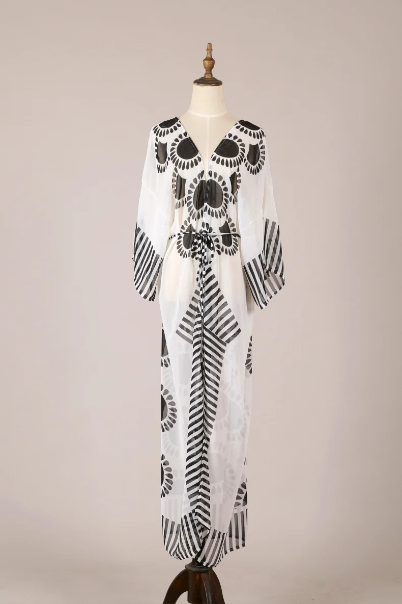 Chiffon Beach Cover up Tunics for Long Kaftan Bikini Robe de Plage Sarong Swimsuit | Женская одежда