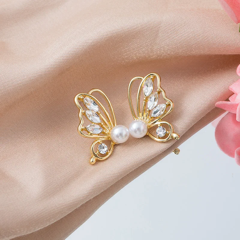 

S925 Sterling Silver Korean Fashion Butterfly Crystal Earrings Cute Sweet Super Fairy Pearl Earrings for Women