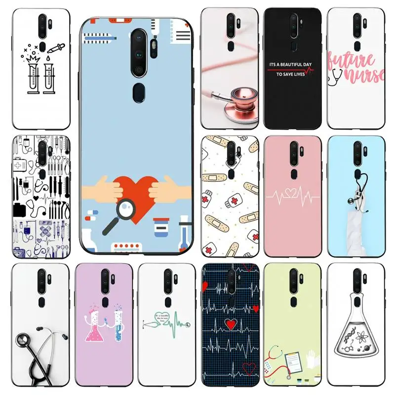 

YNDFCNB Nurse Medical Medicine Health heart and stethoscope Phone Case for vivo Y91C Y11 17 19 53 81 31 91 for Oppo a9 2020