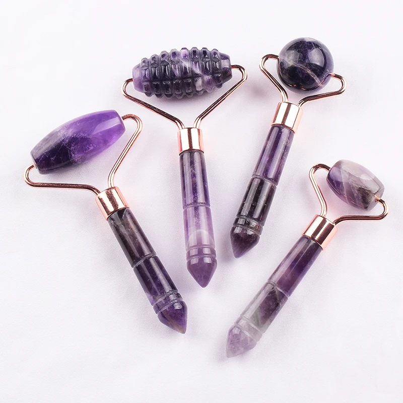 

Original Amethyst Face Roller Slimming Tool Mini Massage Wand Crystal Stone Facial-Lifting Health Eye Beauty Skin Detox Massager