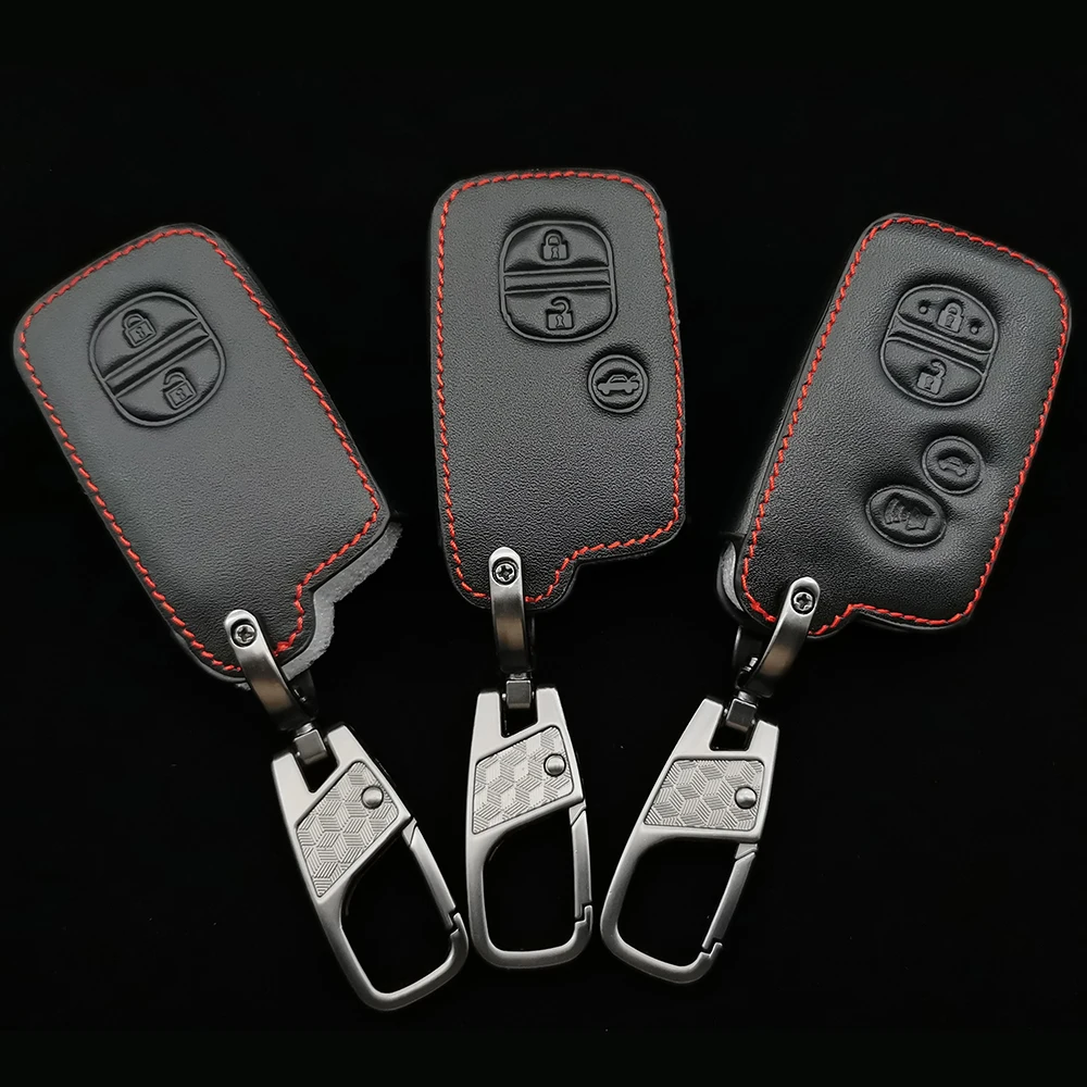 

Leather Car Key Case For Toyota Auris Camry Rav4 Avalon Yaris Verso 2012-2018 2/3/4 Button Keyless Remote Fob Protector Cover Ba