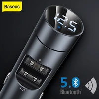 baseus car fm transmitter bluetooth 5 0 handsfree modulator car charger 3 1a dual usb car mp3 player wireless audio receiver kit