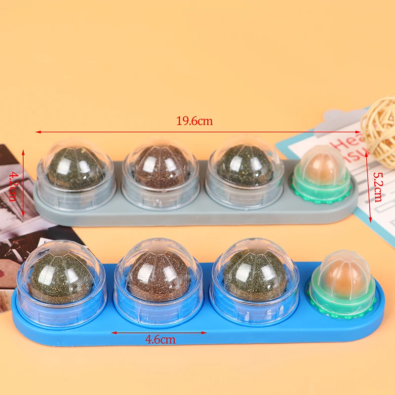 4pcs Catnip Ball Set Cat Treat Toys Snack Self-Adhesive Rotated Cats Wall Mount Molar Teething Toy For | Дом и сад