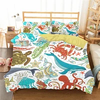 comforter bedding set home textiles cartoon underwater world pattern with pillowcase bedroom clothes king queen single size