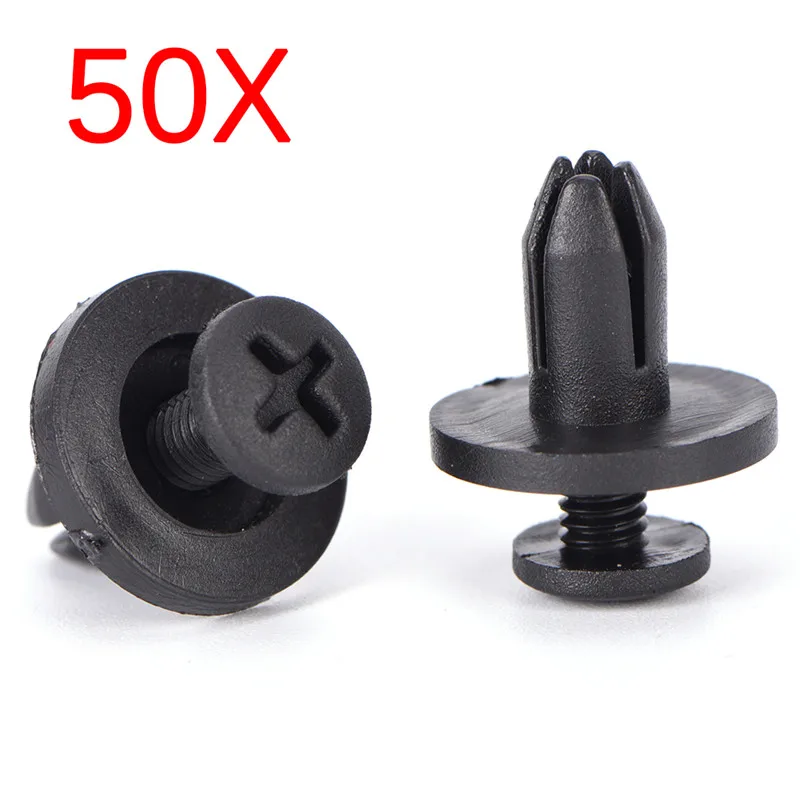 Нажимные черные пластиковые застежки 50 шт. 6 мм Фиксатор крыла бампера автомобиля