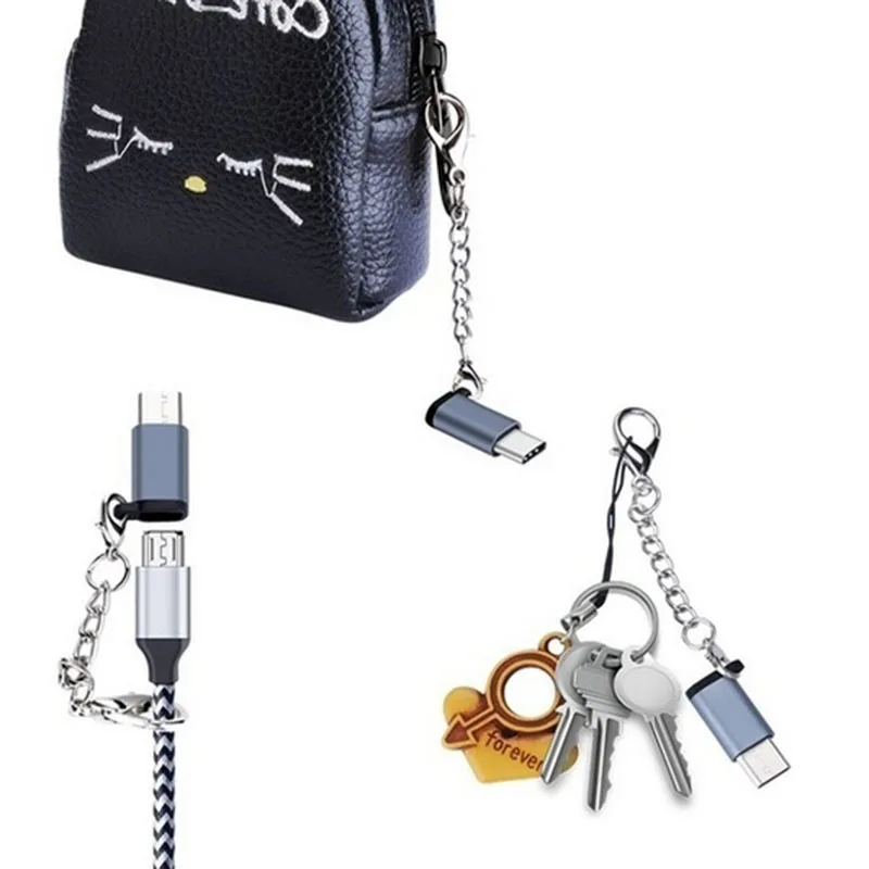 Переходник с Type C на Micro USB не потерянный брелок микро адаптер зарядное устройство