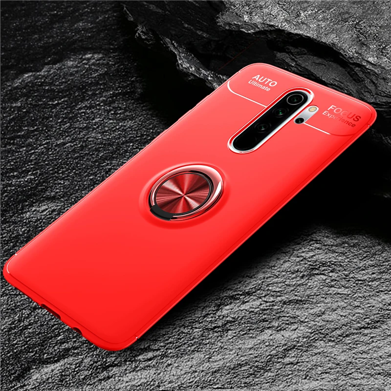 MAKAVO для Xiaomi Redmi Note 8 Pro Чехол-держатель с кольцом на палец Матовая Мягкая силиконовая задняя крышка для Xiomi Redmi Note 8 чехол для телефона