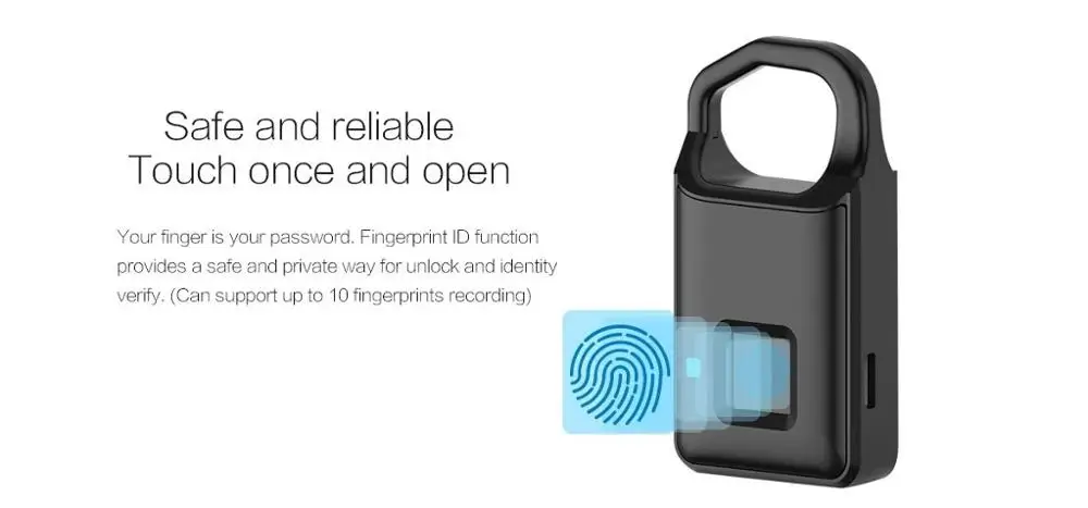 

P4 Smart Fingerprint Door Lock Padlock Safe USB Charging Waterproof Anti Theft Lock 6 Months Standby
