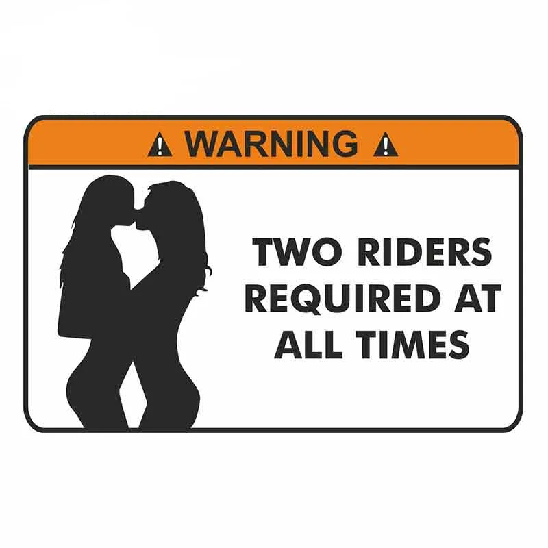 

13cm x 8.2cm For Warning Two Riders Street Racing Car Sticker Decals Fashion Occlusion Scratch Fashion VAN Decoration
