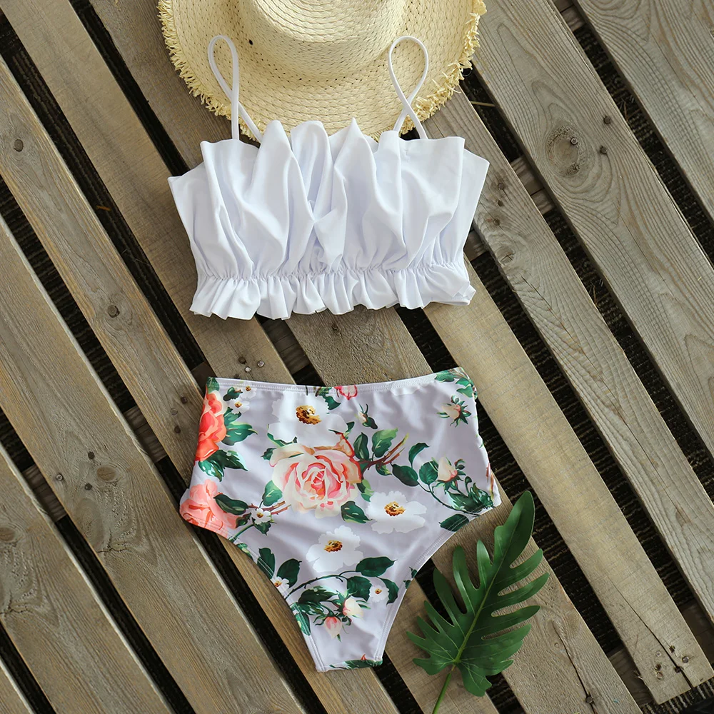 Комплект бикини с высокой талией новинка 2020 сексуальный купальник принтом