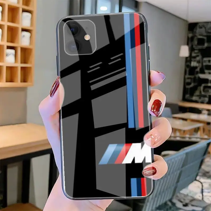 

Luxury Cool Car BMW Phone Cases Tempered Glass For Iphone6plus 6S 7 7plus 8 X XS XSmax XR 11 12 Pro Max 12mini