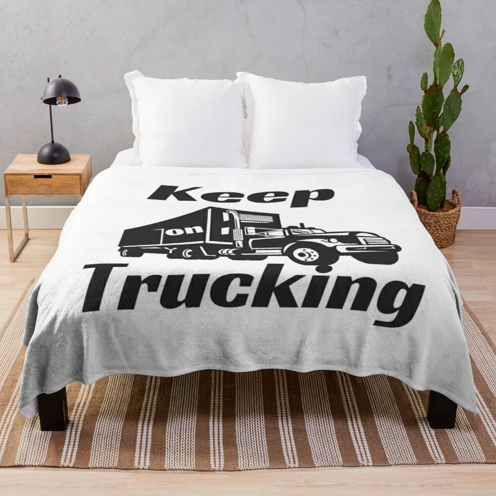 

Keep on Trucking Gift for Truckers Blanket Bedding Sherpa Fleece Throw Blankets Bed Sofa Cover Child Kids Adults Gift Bedspread