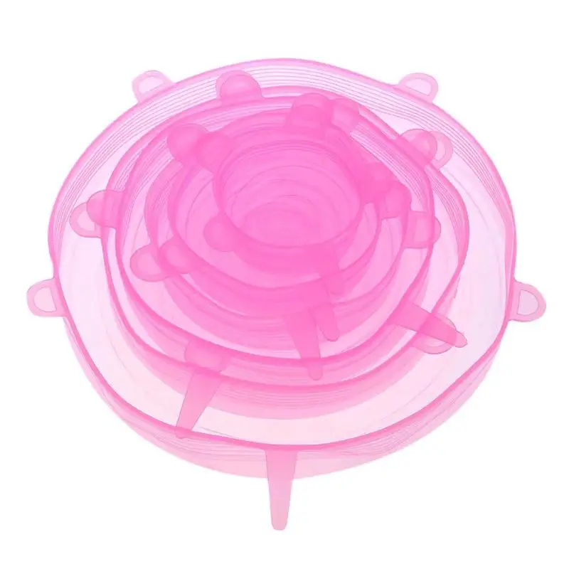 12pcs Pink 6/12 шт./компл. термостойкие силиконовые крышки растягивающиеся из Еда Обёрточная бумага миска кастрюля крышка Кухня чаша фиксаторы уход за кожей лица маска Крышка Еда свежие крышкой - Цвет: 12pcs Pink