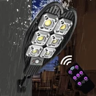 Солнечный уличный светильник с пассивным ИК датчиком движения, водонепроницаемый Уличный настенный светильник с дистанционным управлением для сада, светильник для защиты от солнца