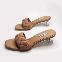 Transparent High Heel Women Sandals Weaving Fashion Style Noble Brand Design Woman Summer Shoes Hot Selling Party Ladies Sandal