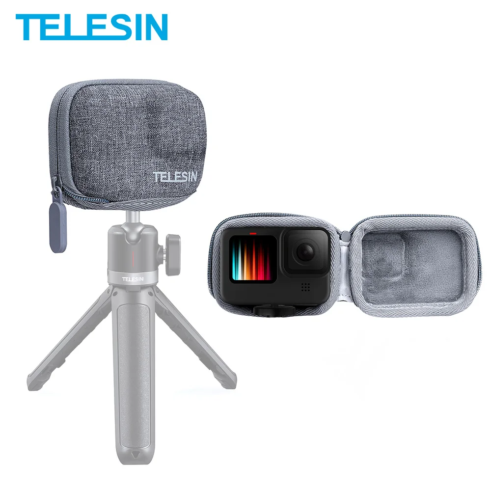 

TELESIN Mini Storage Protection Bag Brushed Half Open Monopod Quick Release Carrying Case for GoPro Hero 9 10 Black Bag