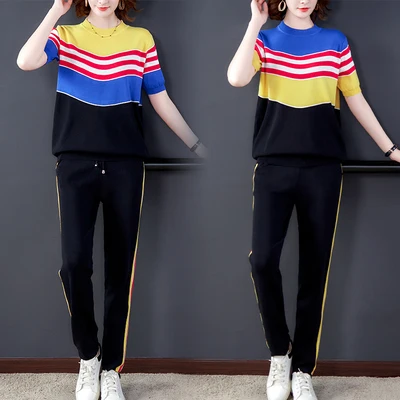 

Casual Knit Pants 2 Piece Sets For Women Sweater Knitted Suit Sportswear Womens Matching Set Ensemble Femme 2 Pieces Pantalon