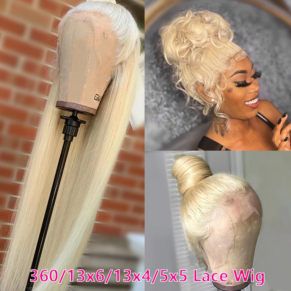 

360 HD Lace Front Human Hair Wigs 613 Blonde Brazilian Virgin 13x6 13x4 Glueless Frontal Straight 5x5 Closure Wig PrePlucked