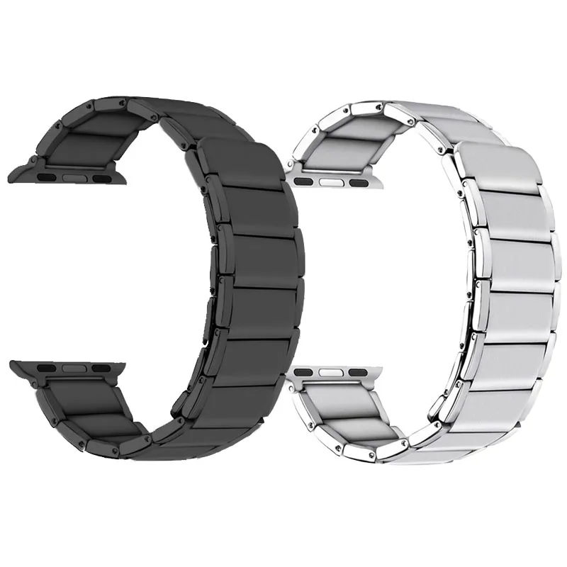 Ремешок кожаный для Apple Watch Series 5 4 3 2 1 44/40 мм браслет цепочка из нержавеющей стали с