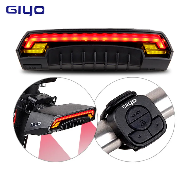 Offerte GIYO Indicatori Di Direzione Per Biciclette Luce Posteriore Per Bici Posteriore Lampada Laser MTB Lanterna Da Ciclismo A LED Ricaricabile USB Per Accessori Per Biciclette