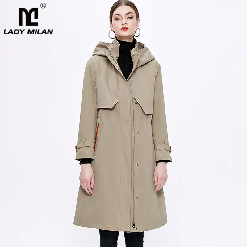 

Women's Runway Down Coat Hooded Collar Long Sleeves Deatachabke Inner Winter Thick Parkas Overcoat Warm Outerwear
