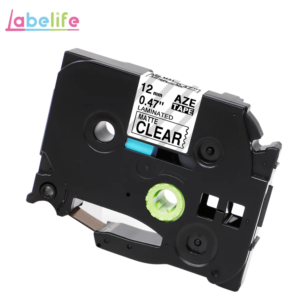 Labelife, 1 шт., 12 мм, матовые бумажные ленты TZe MQP35 TZe M31, белые, ягодно-розовые, совместимые с Brother PTouch, для изготовления этикеток, PT-D210 - Цвет: Black on Matt Clear
