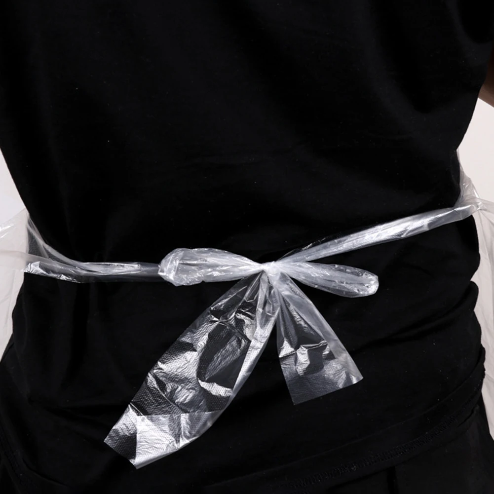 

50Pcs Adult Children Disposable Waterproof Transparent Painting Cooking Apron Kitchen Apron For Women Men
