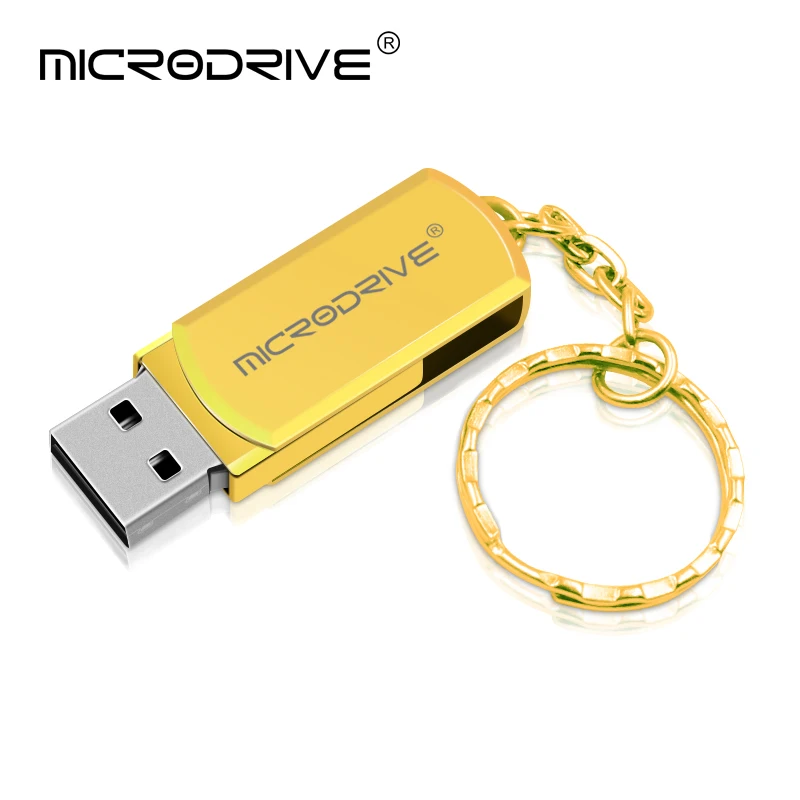 Горячая Металлическая вращающаяся usb-флешка 4 ГБ 8 ГБ 16 ГБ 32 ГБ 64 Гб 128 ГБ серебро/золото/черный карта памяти Флешка usb 2,0 U диск