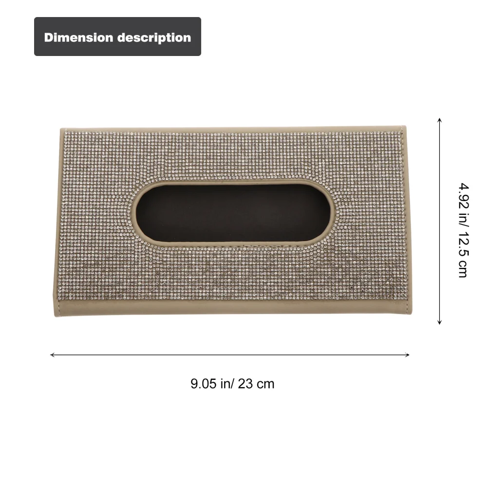 

Car Sun Visor Tissue Box PU Leather Rhinestone Tissue Paper Holder Accessory