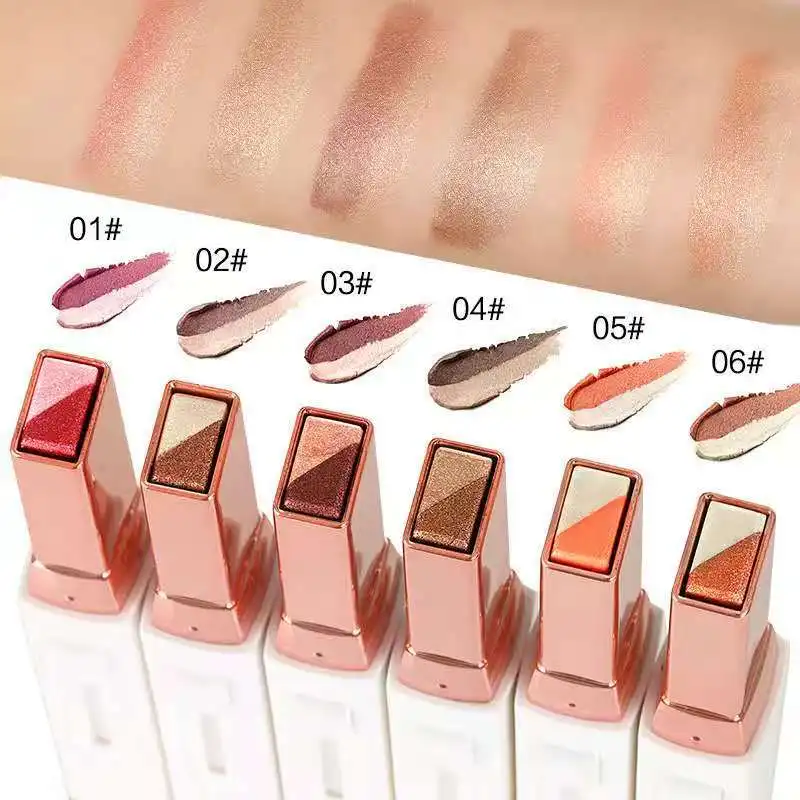 

Two Tone Gradient Velvet Korean Style Eye Makeup Cream Shadow Stick Sleek Waterproof Shimmer Metallic Eyeshadow Pencil