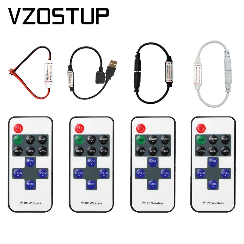 

Беспроводной одноцветный светодиодный светильник лента RF пульт дистанционного управления светодиодный диммер для DC5-24V 6A 3528 5050 ленсветильн...