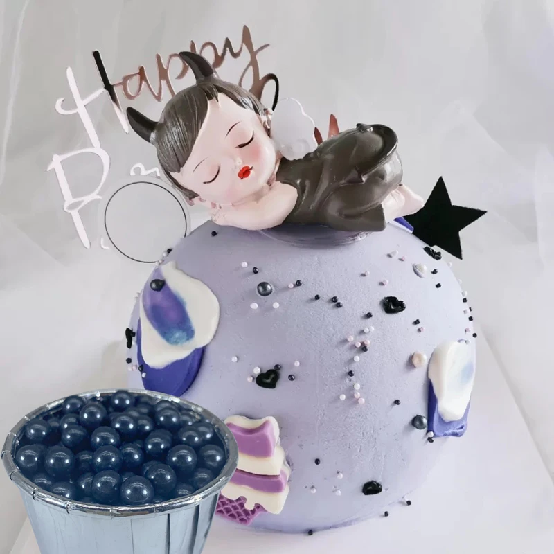 15 г съедобные черные жемчужные сахарные бусины для украшения торта помадка