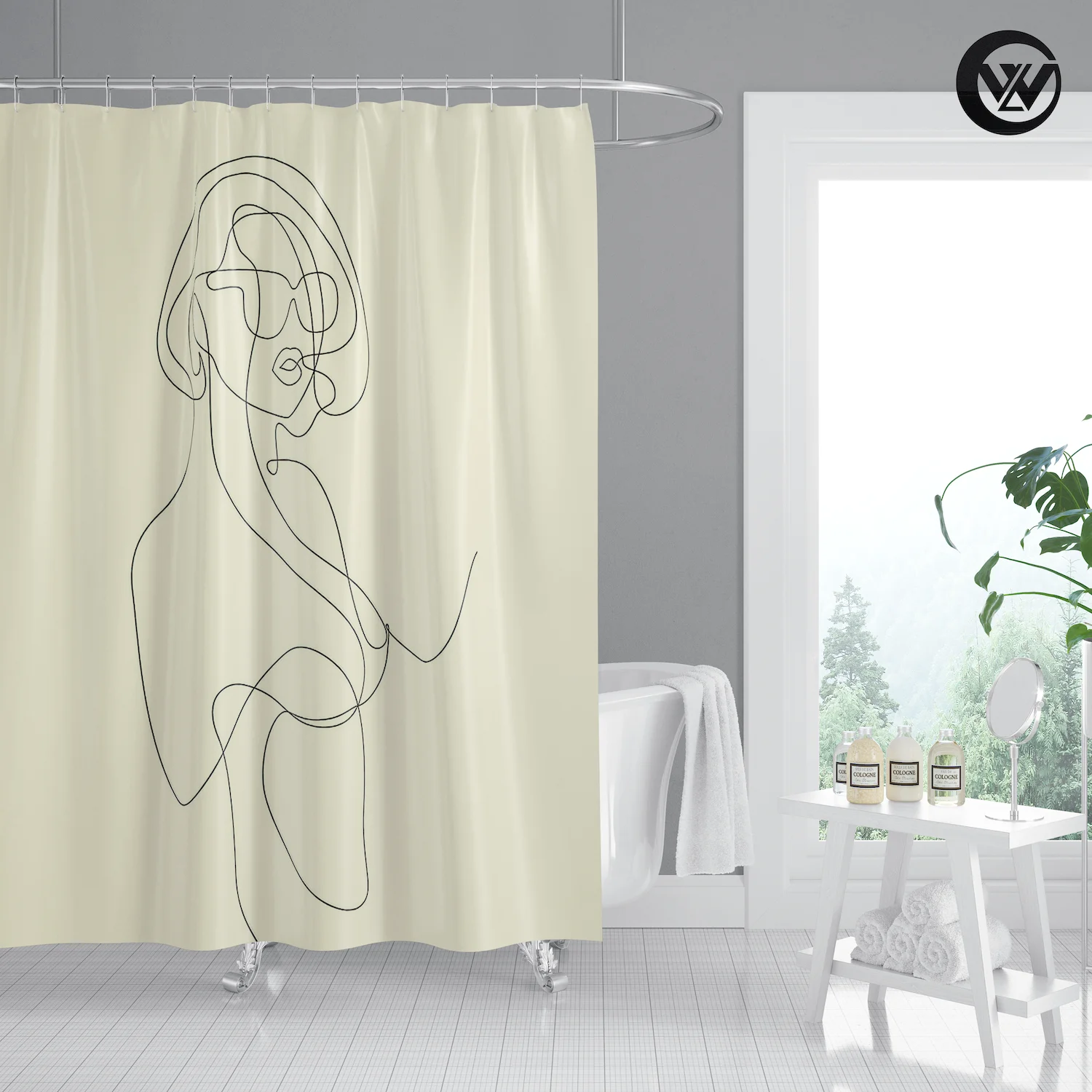 waterproof shower curtain non slip bath mat set nordic minimalist lines geometric bathroom curtains bathroom carpet home decor free global shipping