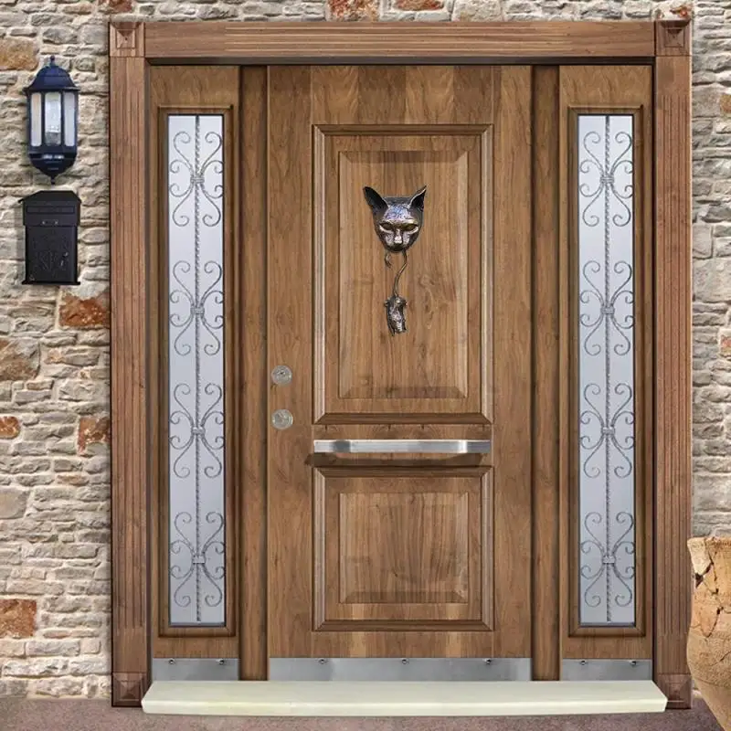 Винтаж дверной молоток чугун Кот двери скульптурный орнамент Doorknocker кованого