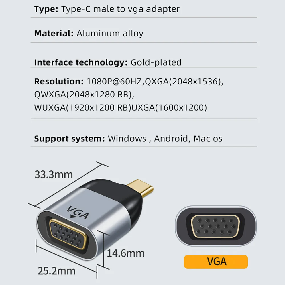 Переходник с USB Type C на HDMI-совместимый адаптер 4K штекер гнездо VGA DP 8K кабельный