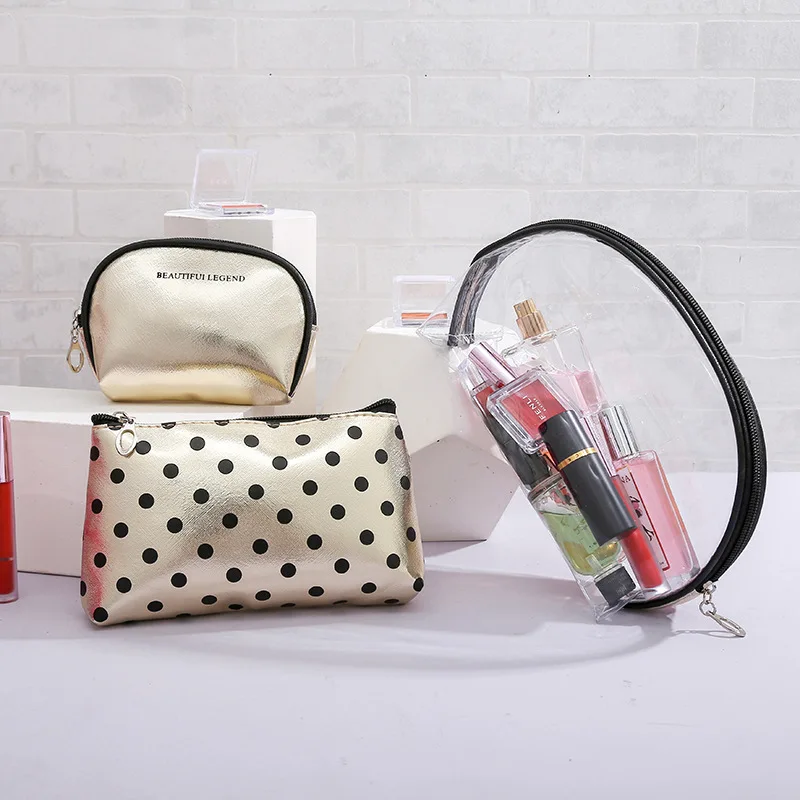 3 набора Повседневная Женская дорожная косметичка из ПВХ кожи на молнии