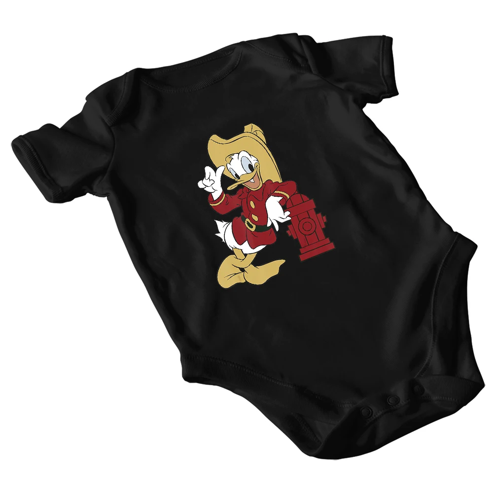 Cuatro Estaciones Disney ni&ntilde;o mameluco novedad de verano productos corta de cuello redondo de manga Pato Donald de impresi&oacute;n de dibujos animados de Harajuku-3