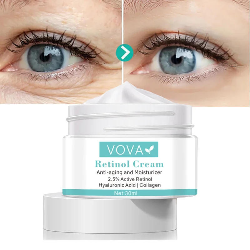 

VOVA Retinol Eye Cream Anti Aging Wrinkle Gel Remove Eye Bags Dark Circles Serum Anti Puffiness Firming Brighten Skin Care 30g