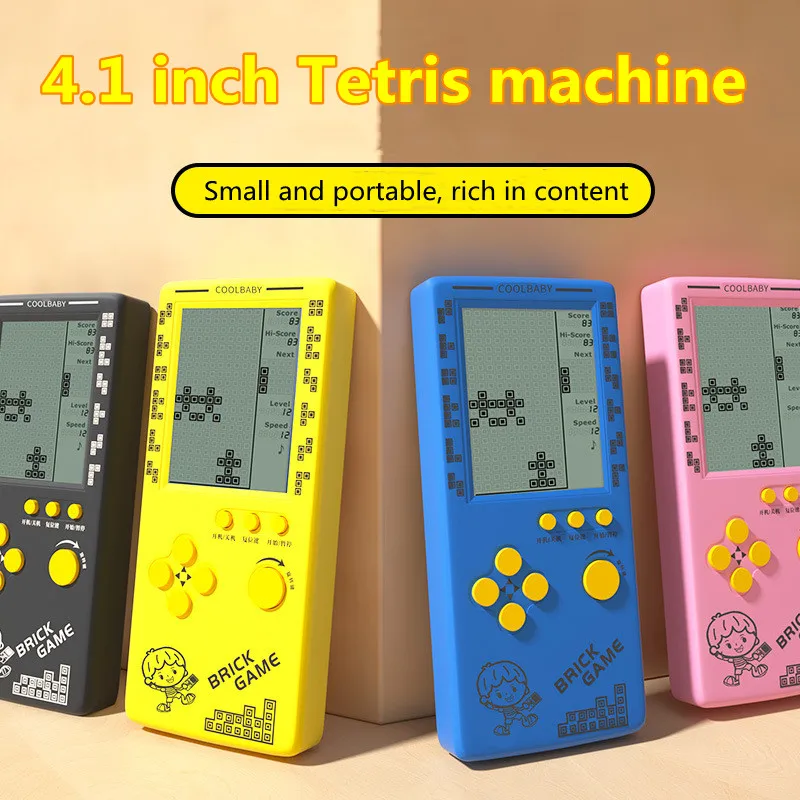 

Retro Game Console Large Screen Tetris Game Console Children's Nostalgic Puzzle Handheld Portable Game Console 4.1 inch