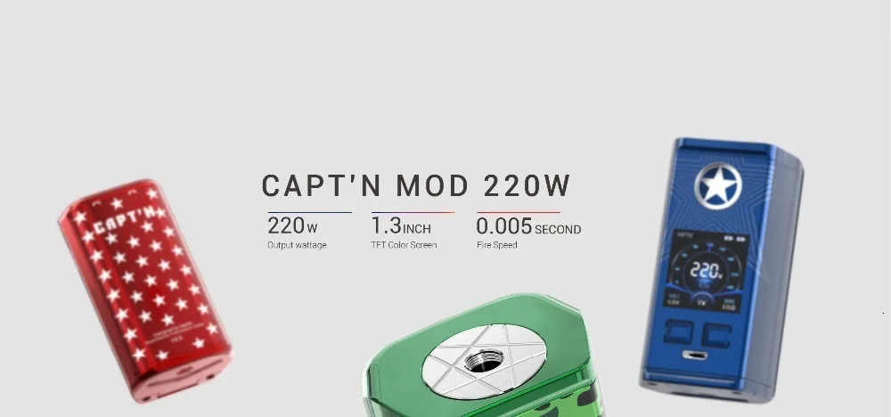 Vaptio CAPT'N 220 Вт мод электронная сигарета vape мод с 1,3 дюймовым oled-экраном поддержка VW 18650 батарея(без аккумулятора