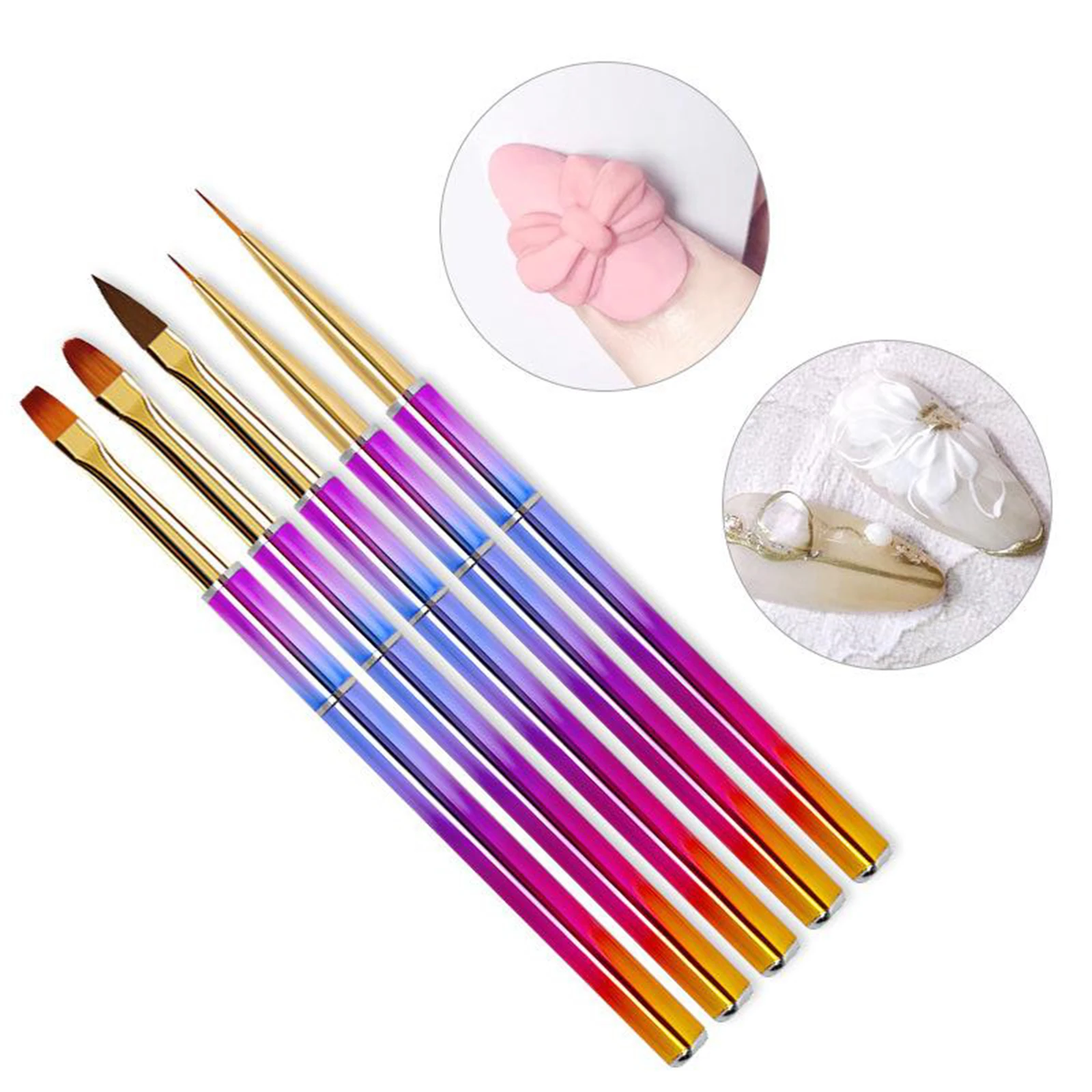 

5pcs UV Nail Art Brushes Pen Builder Gel Brush for Home Salon