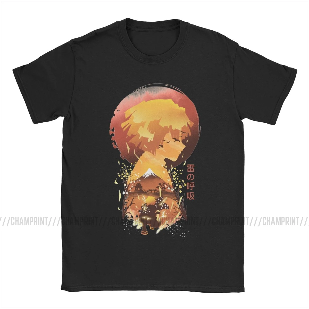 Мужская хлопковая футболка Ukiyo с коротким рукавом и принтом из дышащего демона