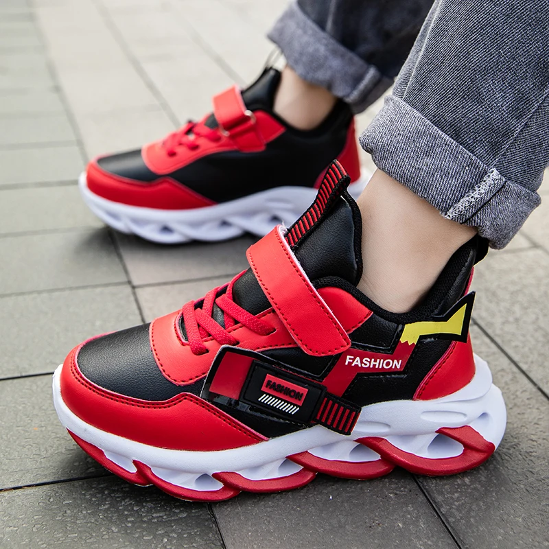 

New Four Season Children Shoes Pu Leather Outdoor Sports Kids Running Shoes Fashion Breathable Child Blade Toddlers Boys Sneaker