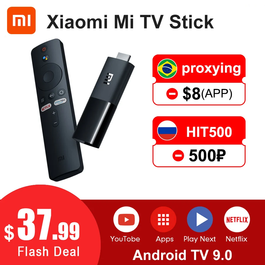 Глобальная версия телевизор Xiaomi Mi TV Stick Android 9 0 четырехъядерный 1080P Dolby DTS HD аудио